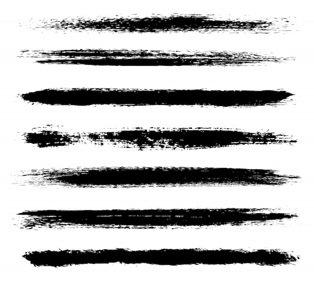 Vector collection of black brush strokes
