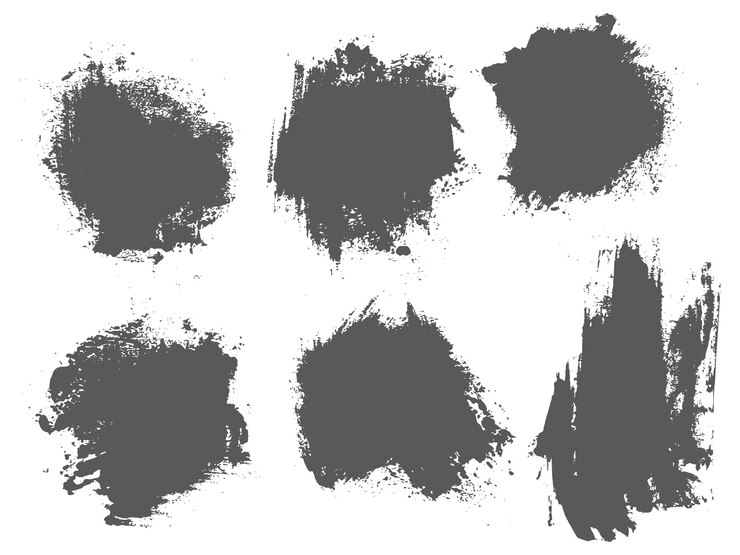 Vector collection of black color decorative ink splatter brush stroke