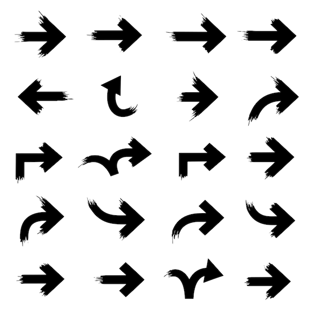 collection of black handdrawn arrow icons