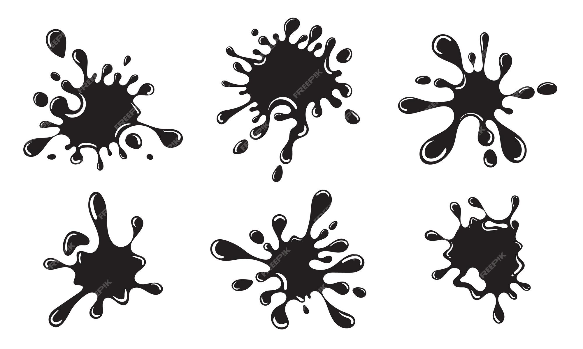 Premium Vector | Collection of black ink splashes