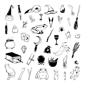 Premium Vector | A collection of black magic symbols for witchcraft and divination. occult icons. Premium Vector | A collection of black magic symbols for witchcraft and divination. occult icons.