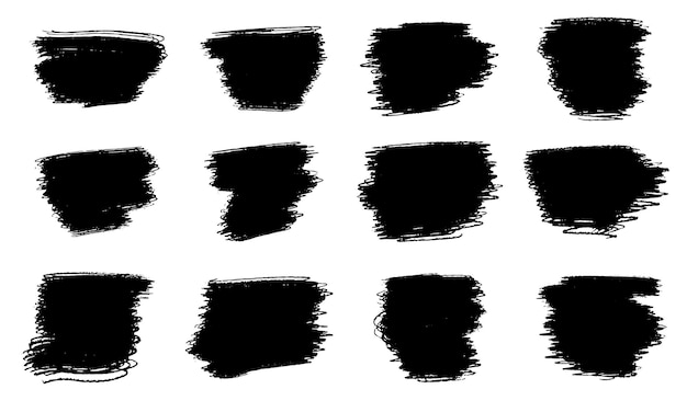 Collection of black spots isolated on white background Vector illustration