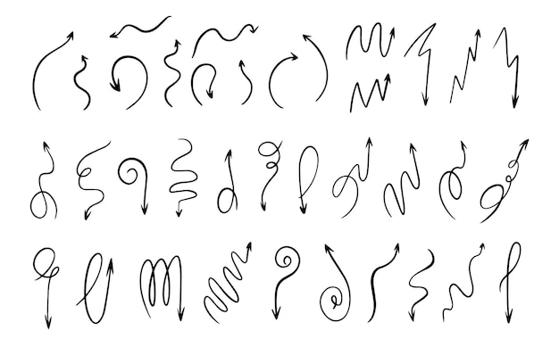 collection of black and white doodle arrows