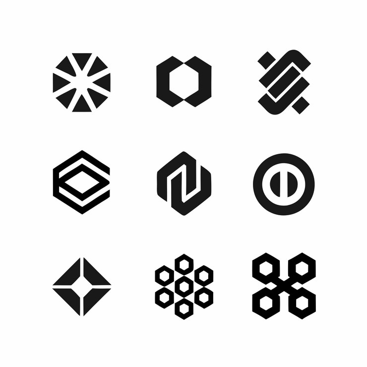 Vector a collection of black and white icons with the letter n on it