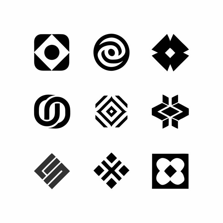 a collection of black and white icons with the letter n on it