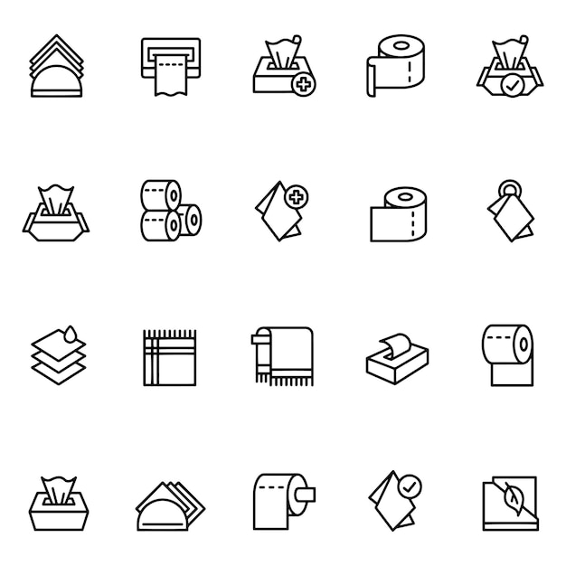 a collection of black and white icons with a white background