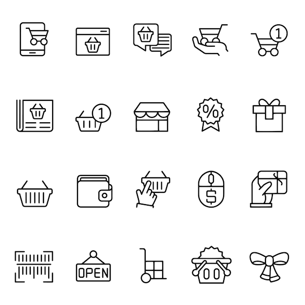 Vector a collection of black and white icons with a white background