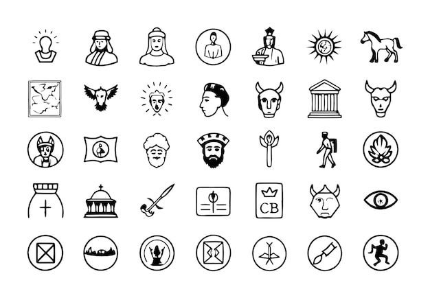 黒と白のアイコンのコレクションでその上にsという単語があります