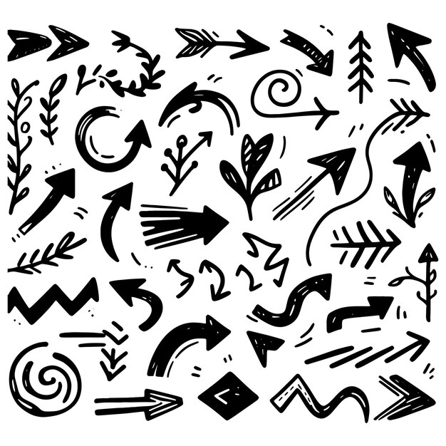 a collection of black and white illustrations with arrows and arrows