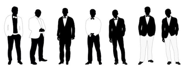 Collection of black and white silhouettes of men