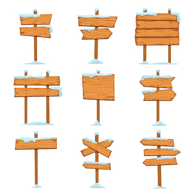 Vector collection of blank wooden signs