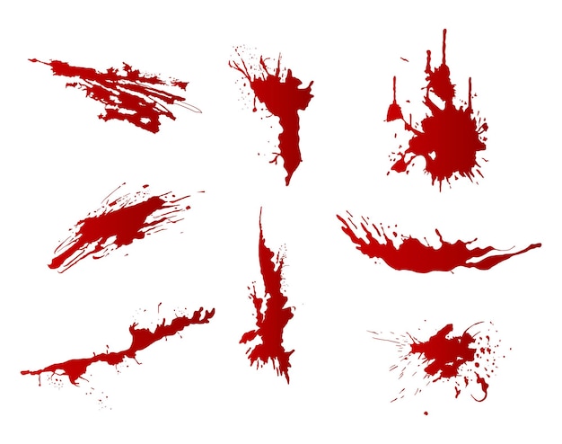 A collection of blood splats and smears for artwork compositions