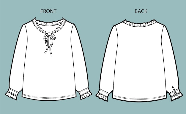 Collection of blouse front and back view