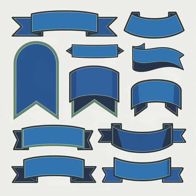 Vector a collection of blue banners with the words quot blue quot on them