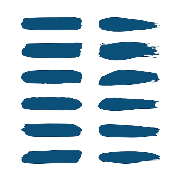 Vector collection of blue brushstrokes  vector