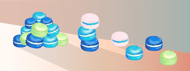 Collection of blue macaron vector design