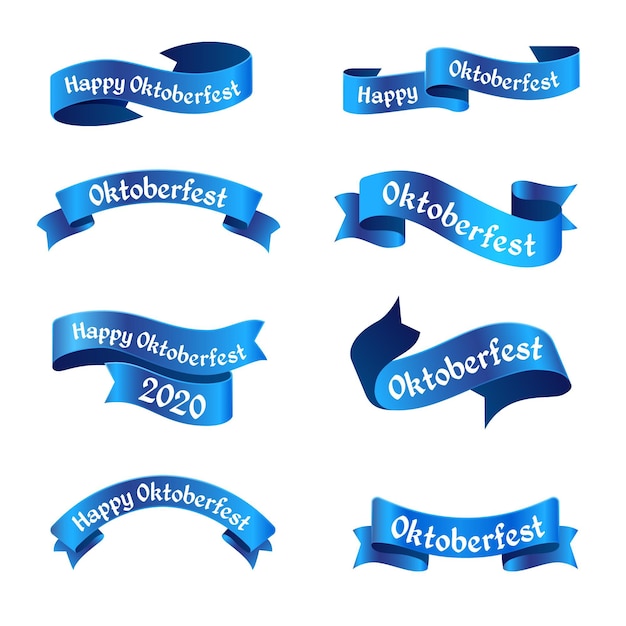 Collection of blue oktoberfest ribbons