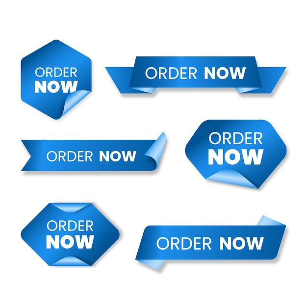 Vector collection of blue order now labels