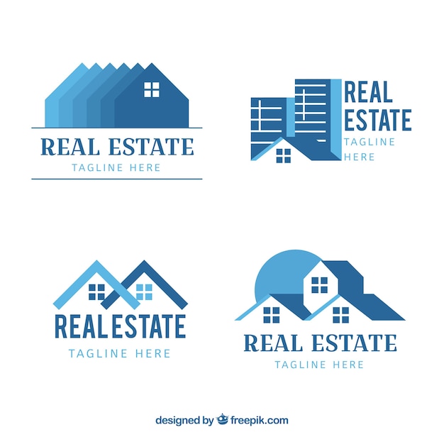 Collection of blue real estate logotypes