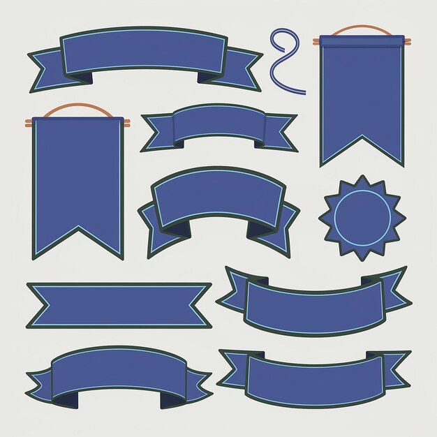 коллекция голубых лент с голубой лентой и синей лентой