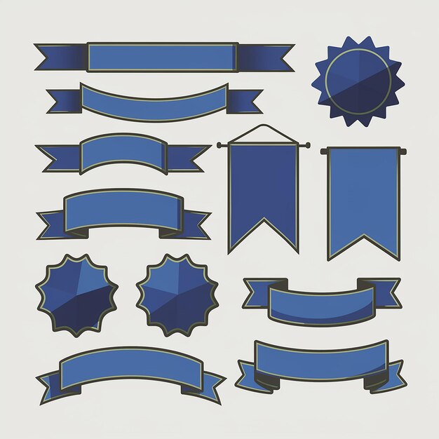 Vector a collection of blue ribbons with the word quot blue quot on the bottom