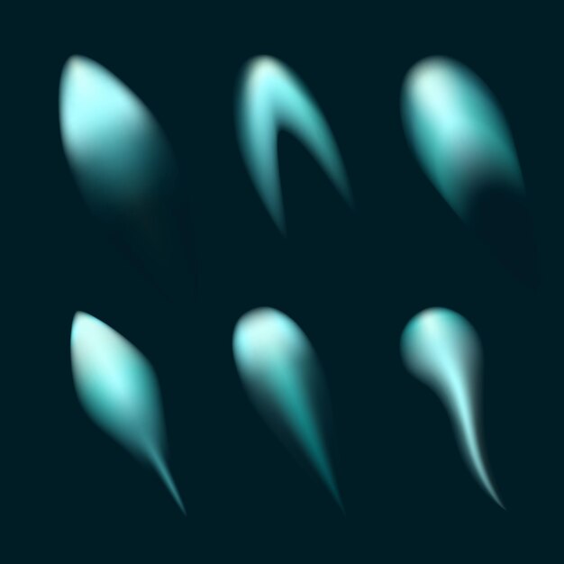 Vector collection of blue shooting stars in the sky