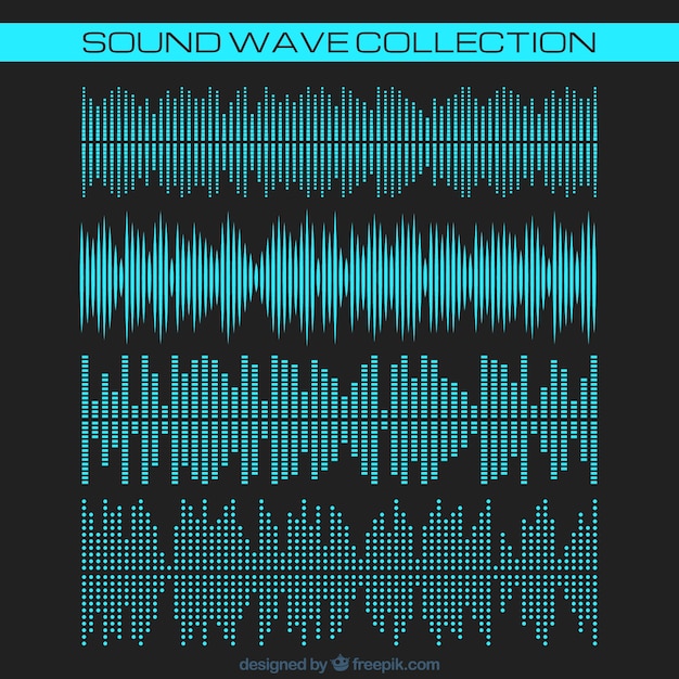 Vector collection of blue sound waves