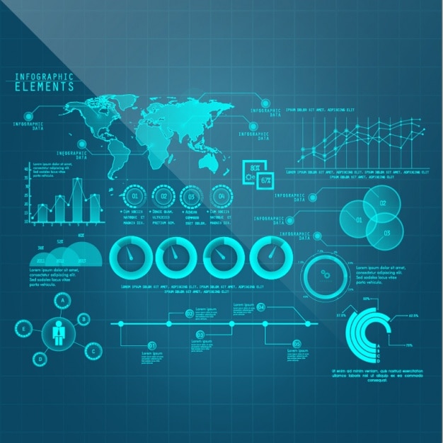 Vector collection of blue useful elements for infographics