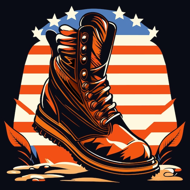 Vector collection of boots with usa flag colors
