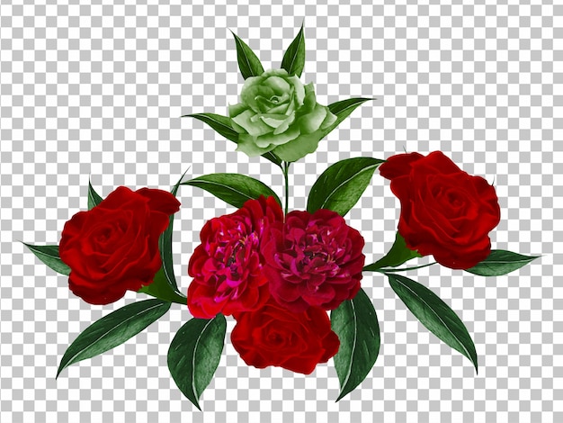 수채화 빨간 장미 꽃다발의 컬렉션