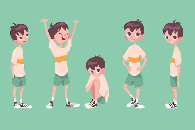 Vector collection of boy character poses