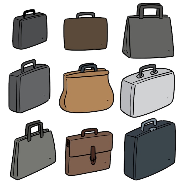 Collection of briefcase isolated on white