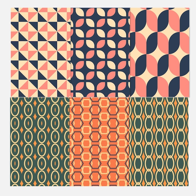 collection of bright colorful seamless geometric mosaic patterns endless tile textures decorative