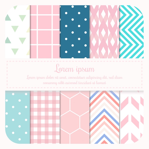 Collection of a bright pastel geometric patterns.