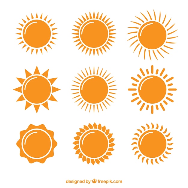 Vector collection of bright suns