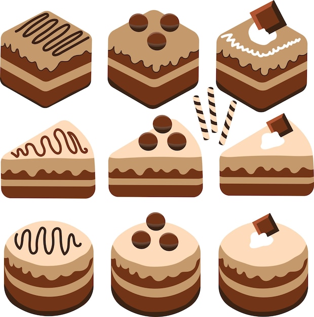 Vector collection of brownies chocolate cake