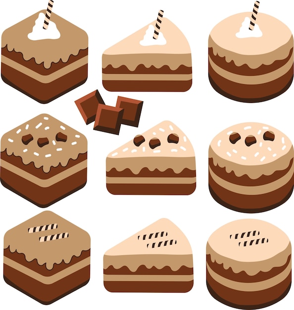 Collection of brownies chocolate cake