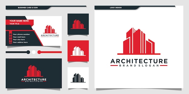 Collection of building architecture logo design with modern concept and business card 