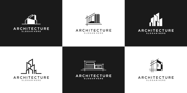 Collezione di set di architettura, simboli di progettazione logo immobiliare.