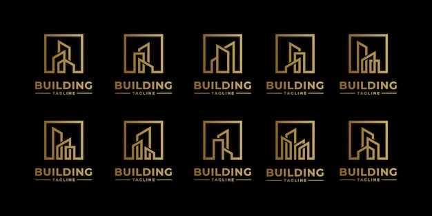 Collezione di set di architettura della costruzione, simboli di design del logo immobiliare