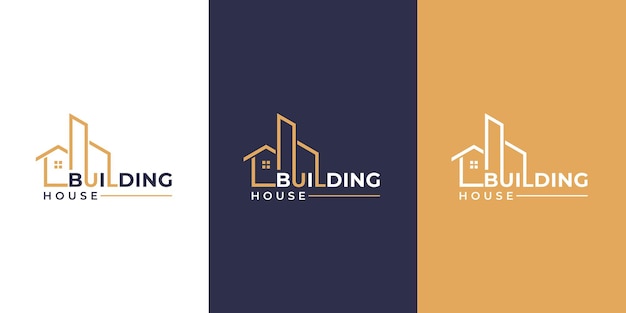 Collection of building architecture sets real estate logo design