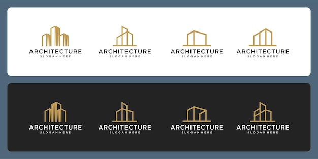 Коллекция строительного логотипа. значок для бизнеса в сфере недвижимости, архитектуры, роскоши, элегантности, простоты.