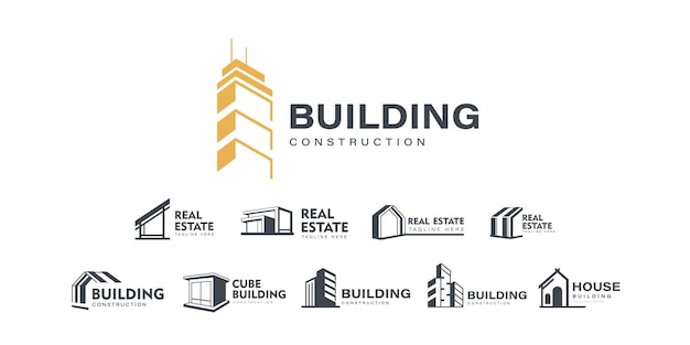 Collection of Building logo real estate logo property logo design for business company identity