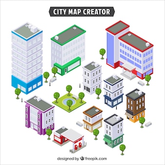 Raccolta di edifici per creare una città