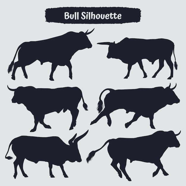 Collection of Bull Silhouette in different poses