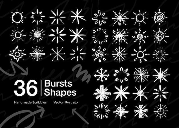 collection of burst scribble shapes