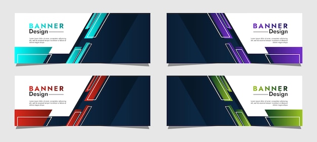 Raccolta di design del modello di sfondo banner aziendale con forme geometriche semplici