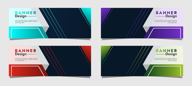 Vector collection of business banner background template design with simple geometric shapes
