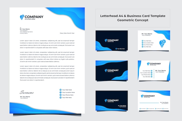 Vector collection of business card and letterhead template wave concept design vector