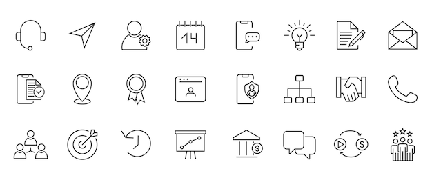 Vector collection of business contact location icons simple black symbols